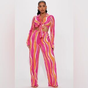 Knot In The Mood Plisse Pant Set